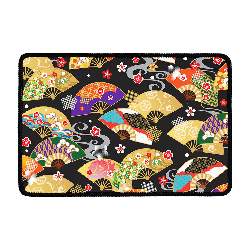 Japanese Hand Fan Pattern Print Kitchen Mat
