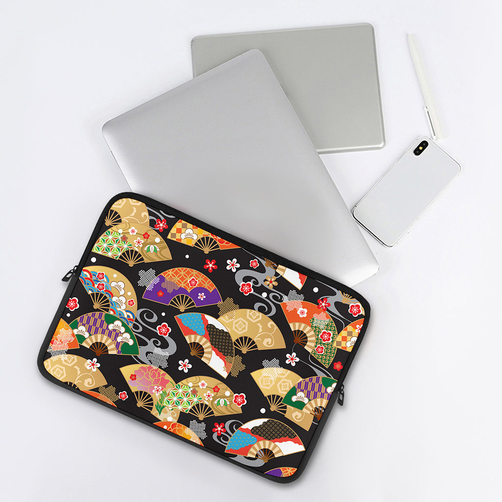 Japanese Hand Fan Pattern Print Laptop Sleeve