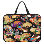 Japanese Hand Fan Pattern Print Laptop Sleeve With Handle