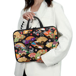 Japanese Hand Fan Pattern Print Laptop Sleeve With Handle