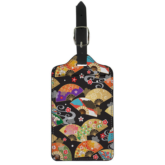 Japanese Hand Fan Pattern Print Luggage Tag