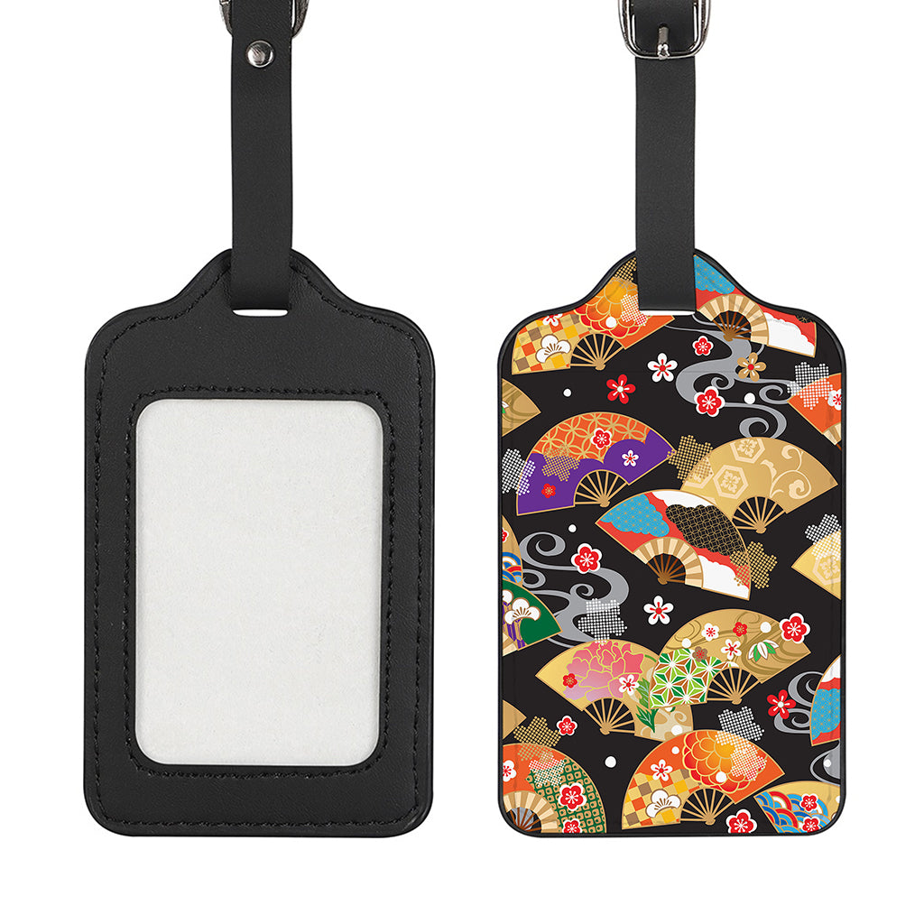 Japanese Hand Fan Pattern Print Luggage Tag