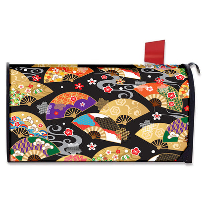 Japanese Hand Fan Pattern Print Mailbox Cover