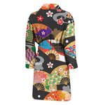 Japanese Hand Fan Pattern Print Men's Bathrobe