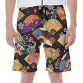 Japanese Hand Fan Pattern Print Men's Beach Shorts
