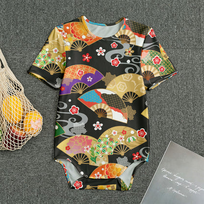 Japanese Hand Fan Pattern Print Men's Bodysuit