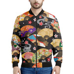 Japanese Hand Fan Pattern Print Men's Bomber Jacket
