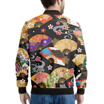 Japanese Hand Fan Pattern Print Men's Bomber Jacket