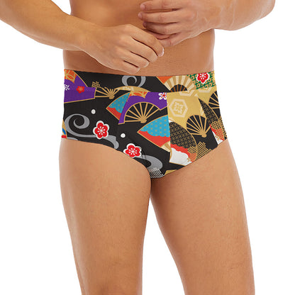 Japanese Hand Fan Pattern Print Men's Briefs