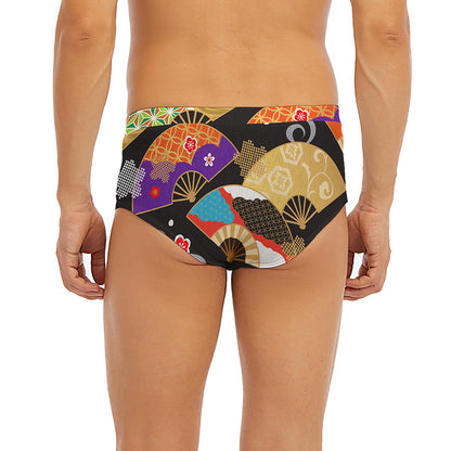 Japanese Hand Fan Pattern Print Men's Briefs