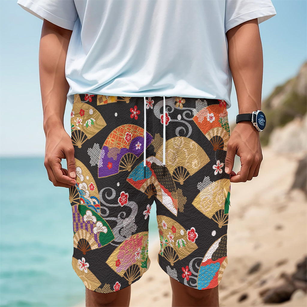 Japanese Hand Fan Pattern Print Men's Cargo Shorts