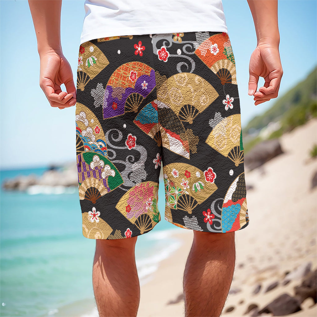 Japanese Hand Fan Pattern Print Men's Cargo Shorts