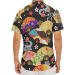 Japanese Hand Fan Pattern Print Men's Deep V-Neck Shirt