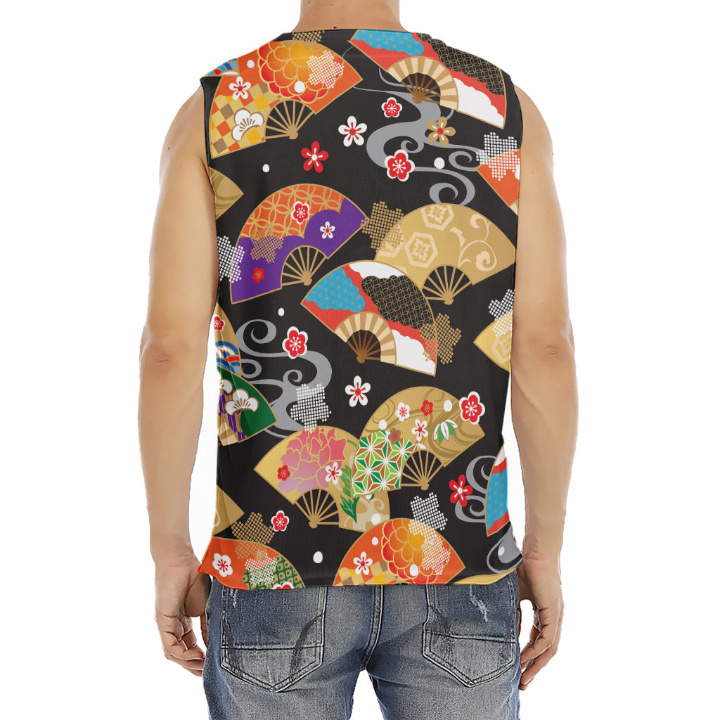 Japanese Hand Fan Pattern Print Men's Fitness Tank Top