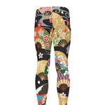 Japanese Hand Fan Pattern Print Men's leggings