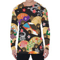 Japanese Hand Fan Pattern Print Men's Long Sleeve T-Shirt