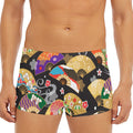 Japanese Hand Fan Pattern Print Men's Short Boxer Briefs