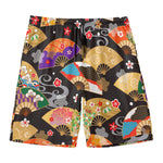 Japanese Hand Fan Pattern Print Men's Swim Trunks