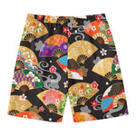 Japanese Hand Fan Pattern Print Men's Swim Trunks