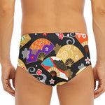 Japanese Hand Fan Pattern Print Men's Triangle Swim Briefs