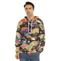 Japanese Hand Fan Pattern Print Men's Velvet Pullover Hoodie