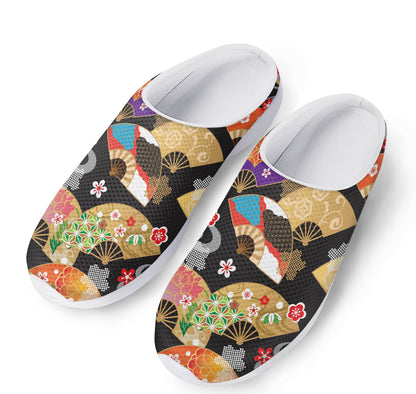 Japanese Hand Fan Pattern Print Mesh Casual Shoes