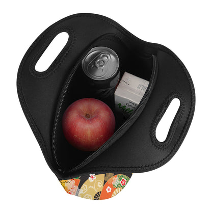Japanese Hand Fan Pattern Print Neoprene Lunch Bag