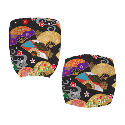 Japanese Hand Fan Pattern Print Office Chair Cover