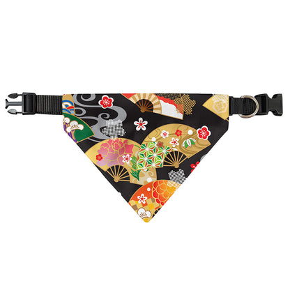 Japanese Hand Fan Pattern Print Over The Collar Dog Bandana