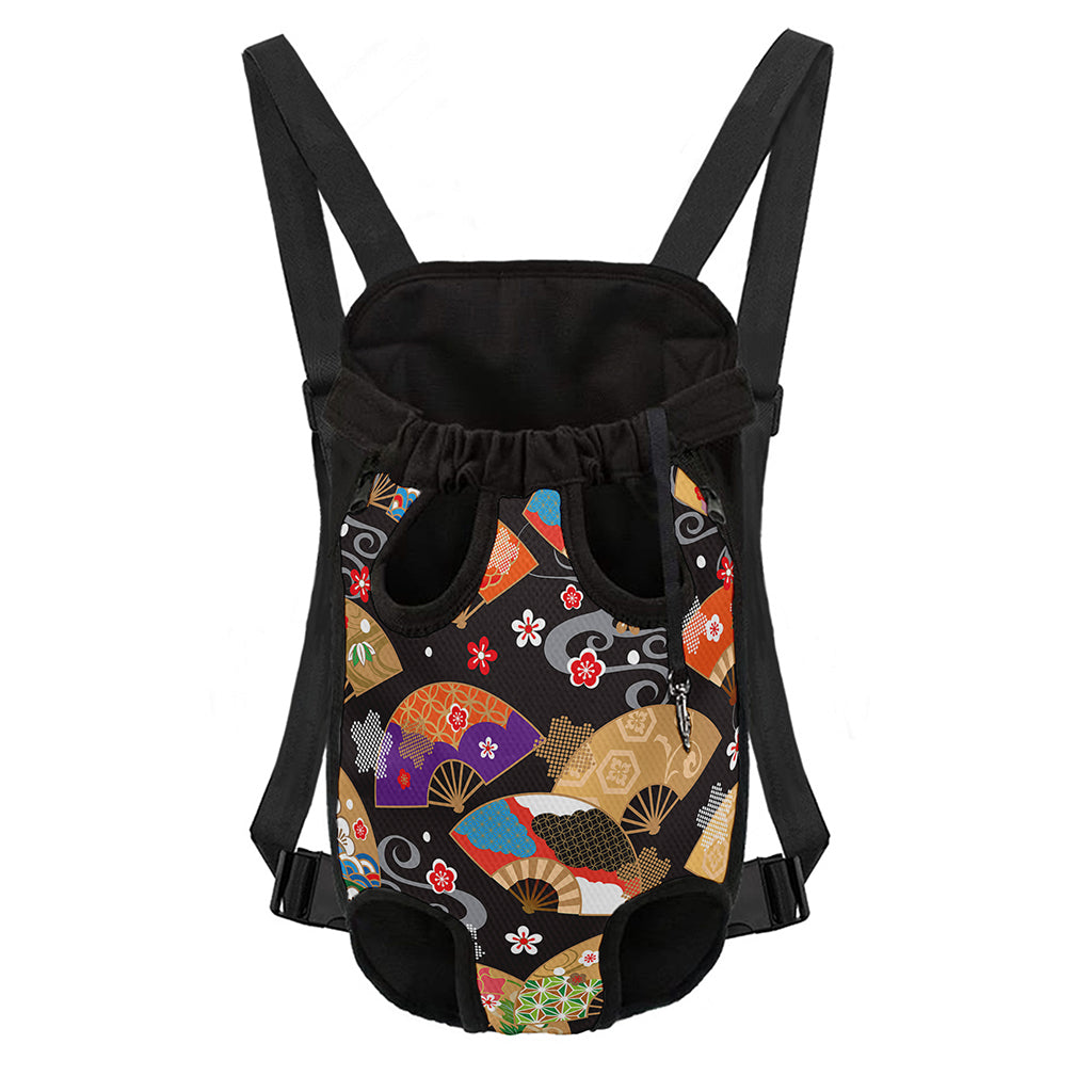 Japanese Hand Fan Pattern Print Pet Carrier Backpack