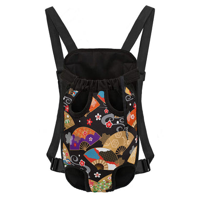 Japanese Hand Fan Pattern Print Pet Carrier Backpack