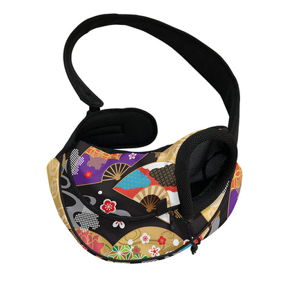 Japanese Hand Fan Pattern Print Pet Sling Carrier