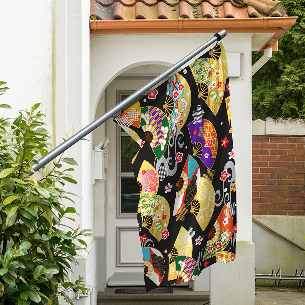 Japanese Hand Fan Pattern Print Polyester Flag