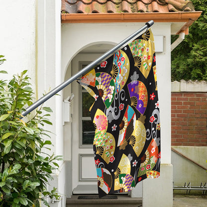 Japanese Hand Fan Pattern Print Polyester Flag