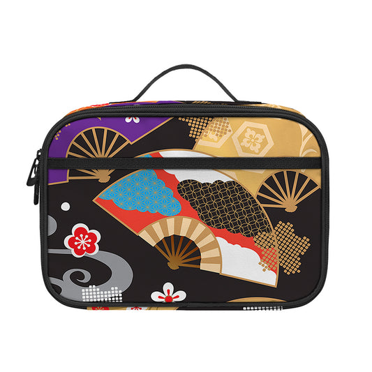 Japanese Hand Fan Pattern Print Portable Lunch Bag
