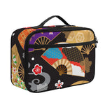 Japanese Hand Fan Pattern Print Portable Lunch Bag