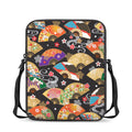 Japanese Hand Fan Pattern Print Rectangular Crossbody Bag