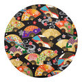 Japanese Hand Fan Pattern Print Round Blanket