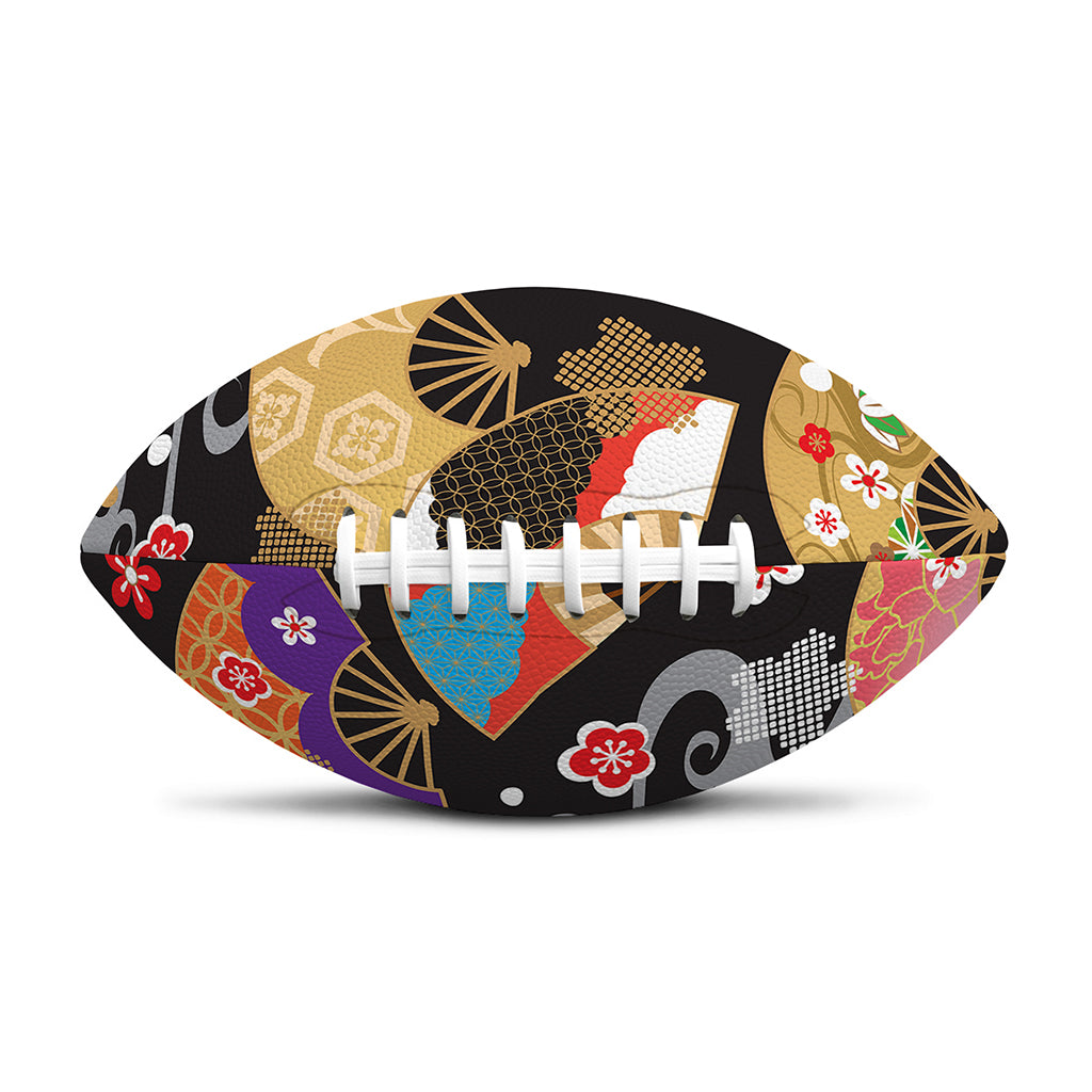 Japanese Hand Fan Pattern Print Rugby Ball