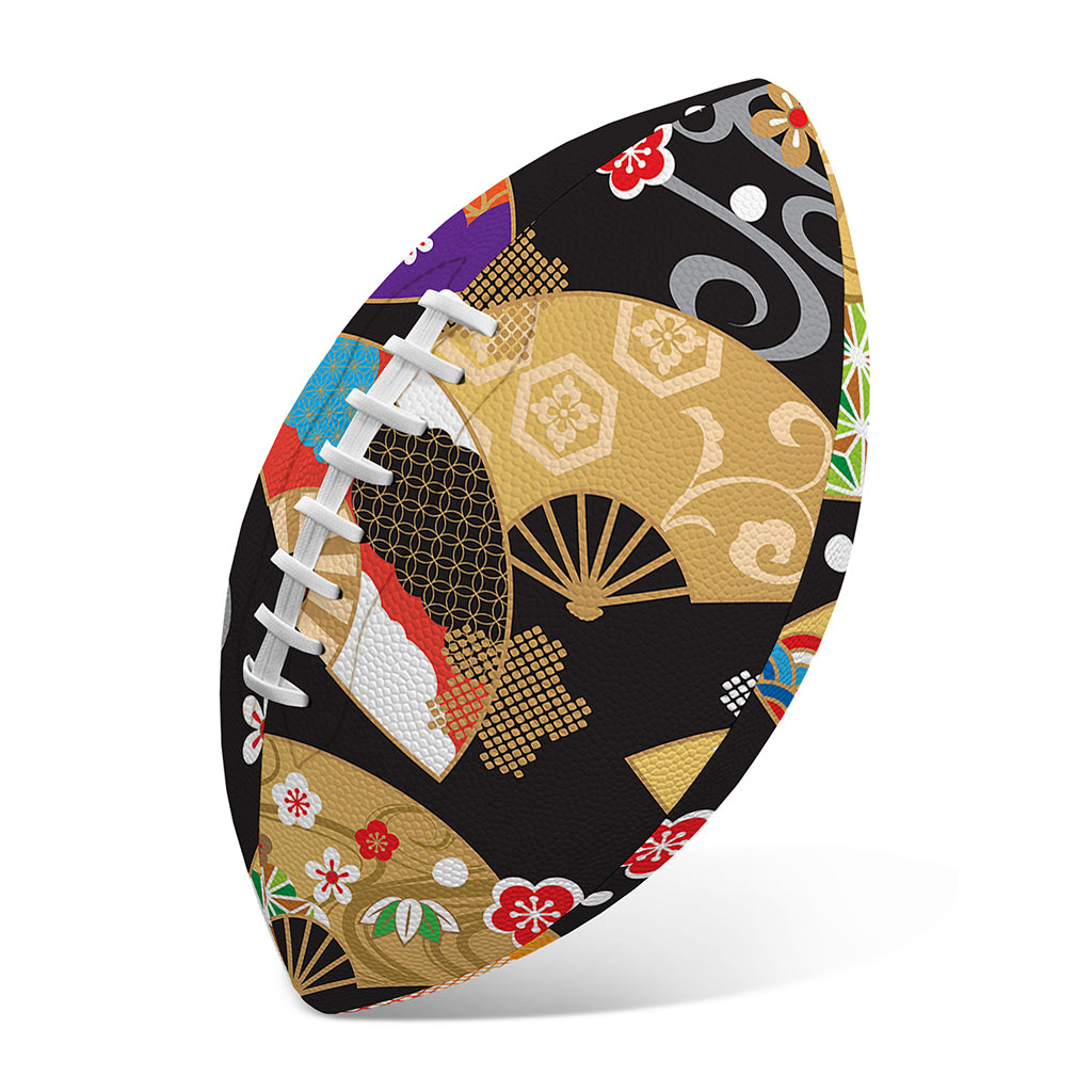 Japanese Hand Fan Pattern Print Rugby Ball