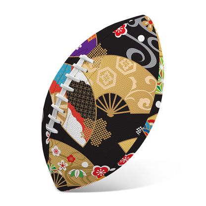 Japanese Hand Fan Pattern Print Rugby Ball