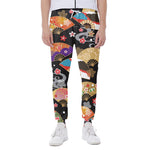 Japanese Hand Fan Pattern Print Scuba Joggers