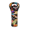 Japanese Hand Fan Pattern Print Single Neoprene Wine Tote