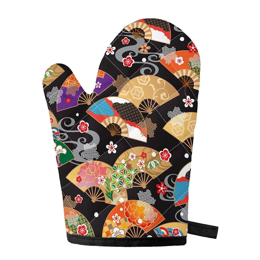 Japanese Hand Fan Pattern Print Single Oven Mitt