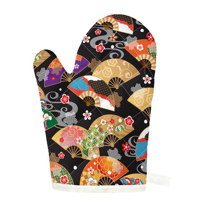 Japanese Hand Fan Pattern Print Single Oven Mitt