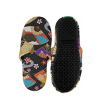 Japanese Hand Fan Pattern Print Slippers