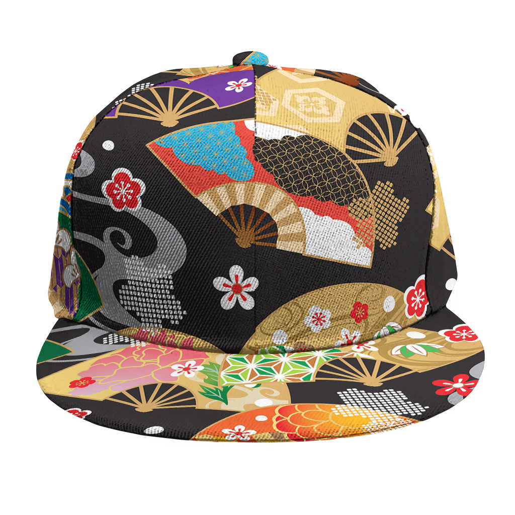 Japanese Hand Fan Pattern Print Snapback Cap