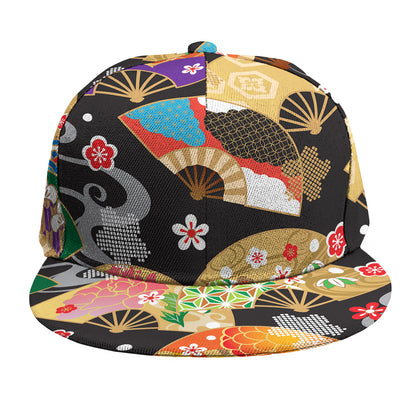 Japanese Hand Fan Pattern Print Snapback Cap