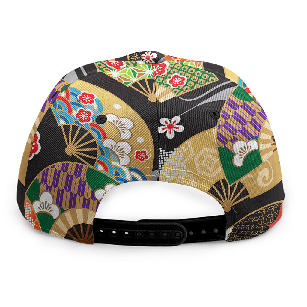 Japanese Hand Fan Pattern Print Snapback Cap