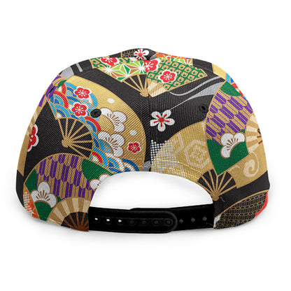 Japanese Hand Fan Pattern Print Snapback Cap